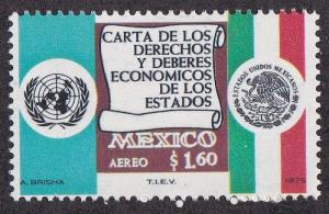 Mexico # C457, U.N. Emblem & Mexican Flag, NH