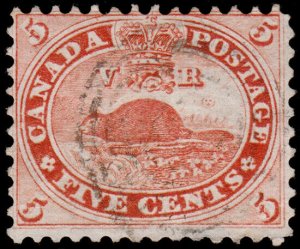 Canada Scott 15 (1859) Used F, CV $37.50 M