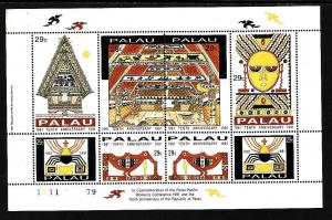 Palau-Sc#293- id7-unused NH sheet-Republic anniversary-1991-