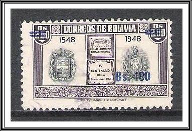 Bolivia #394 Coat of Arms Surcharged Used
