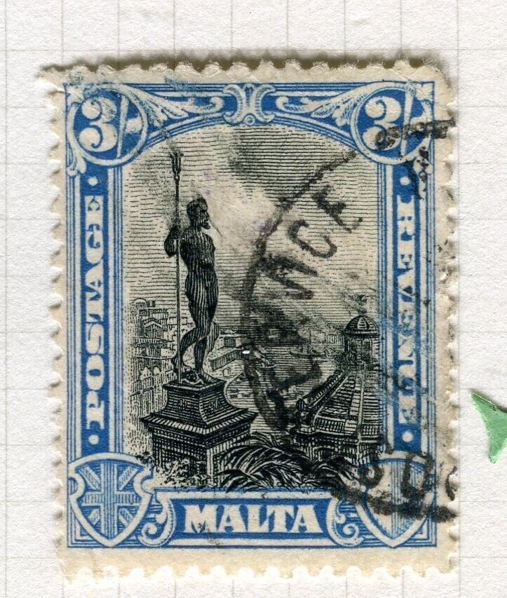 MALTA; 1930 early GV Pictorial issue fine used 3s. value Europe Malta, Stamp / HipStamp