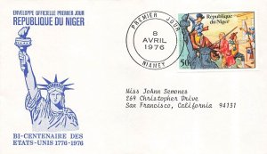 NIGER - Statue of Liberty FDC 1976 - Unknown cachet