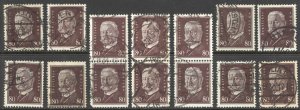 Germany Sc# 383 Used lot/14 1928-1932 80pf Paul von Hindenburg