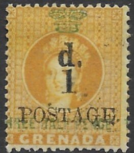 Grenada 27   1886  1d OP 3 half pence  fine mint - hinged