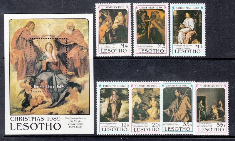 Lesotho Sc 742-9 NH SET+SOUVENIR SHEET of 1989 - ART - CHRISTMAS 