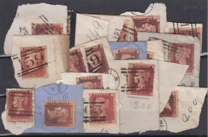 GB QV 1858 Collection Of 18 On Piece SG43/44 Different Plate Numbers BP9880