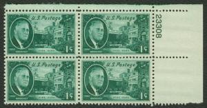 #930 1c Franklin D Roosevelt, Plate Block [23308 UR] **ANY 5=FREE SHIPPING**