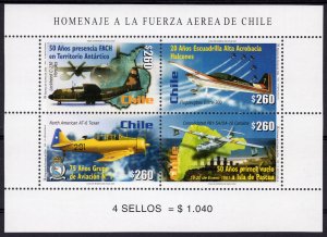 Chile 2001 Sc#1358  Air Force Anniv.Map Antartica Sheetlet (4) MNH
