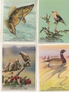 Great National Wildlife Federation, Washington DC, US Poster Stamps x 4. 1941