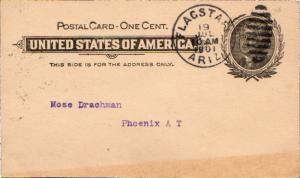 United States Arizona Flagstaff 1901 duplex  Type 14  Postal card Toned at bo...