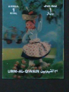 ​UMM AL QIWAIN-LOVELY DOLL WITH COSTUME DRESSING- MNH 3-D-VF-HARD TO FIND