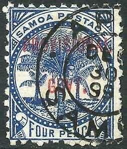 Samoa SG93 4d deep blue opt Provisional Govt Cat 16 pounds