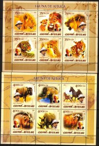 Guinea Bissau 2005 Fauna of Africa Wild Cats Elephant 2 Sheets + 2 S/S MNH 2 sc.