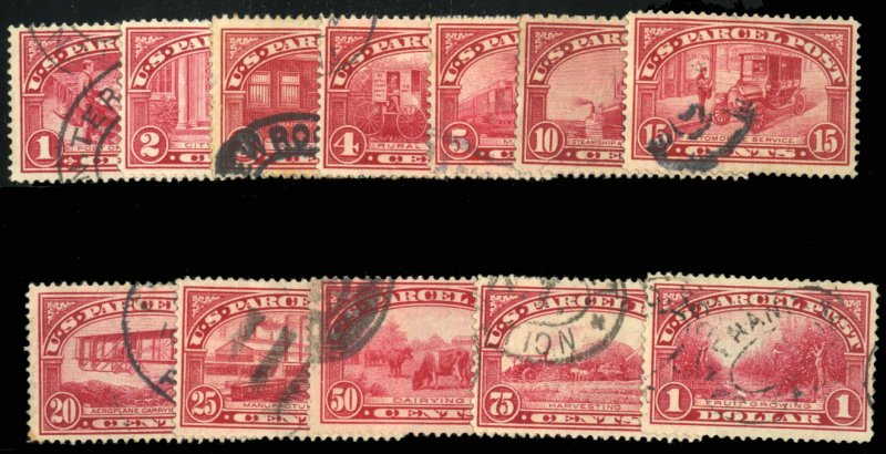 United States, Parcel Post #Q1-12 Cat$183, 1913 1c-$1, complete set, used, fe...