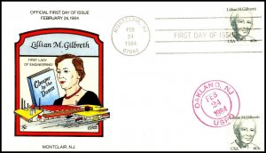 Scott 1868 20 Cents Lillian M Gilbreth Collins Hand Painted FDC