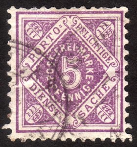 1875, Germany Wurttemberg 5pfg, Used, Sc O3