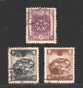 Manchukuo 1937 Orchid Crest, White Mountains & Black Waters  (3v Cpt)a Used