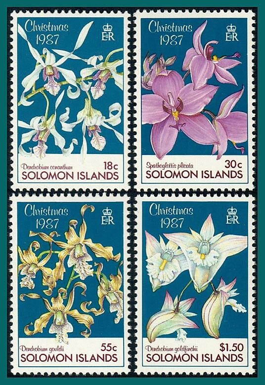 Solomon Islands 1987 Christmas, Orchids 1, MNH #598-601,SG602-SG605