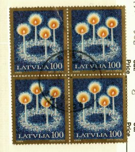 Latvia #388  used Blk(4) CV$8.40 flaws