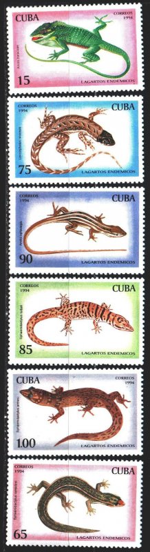 Cuba. 1994. 3792-97. Lizards, fauna. MVLH. 