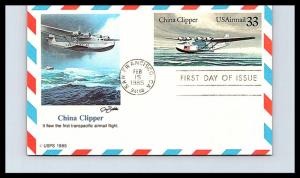 #UXC22 - China Clipper  - Air Mail Post Card - Fleetwood Cachet 18EV