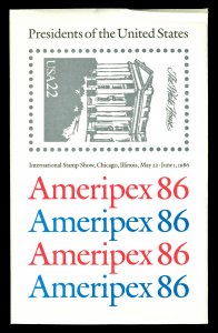 Scott 2216-2219 22c Ameripex 86 Souvenir Sheets in Original Pkg Face $7.92