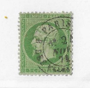 France Sc #23  5c green on yellow green used VF