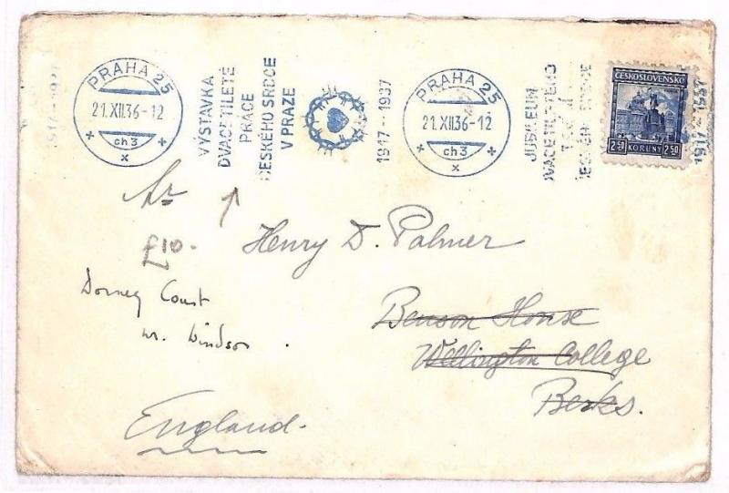 AU65 1936 Czechoslovakia *PRAHA* Cover Berks GB {samwells-covers}PTS