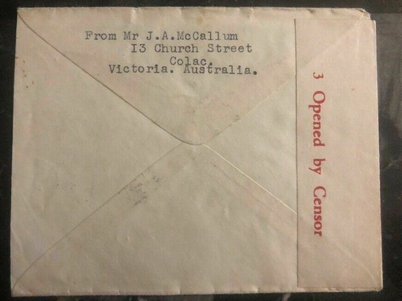 1944 Colac Australia To Zentsuji Camp Japan POW Prisoner JT McCallum Cover