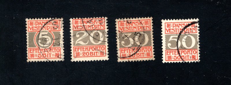 Danish West Indies #J5-J8,  F/VF,  Used, CV $64.75 ....1630052