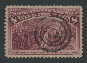 USA 236 - 8 cent Columbian - XF Used with 4 ring target cancel