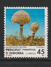 1991 Andorra, Spanish - Sc 214 - used VF - 1 single - Macrolepiota Procera