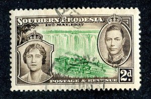 1937  Southern Rhodesia Sc.# 38 U cv $1.75  (61 BCXX )