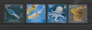 FISH - SOUTH GEORGIA #398-401 MARINE LIFE MNH