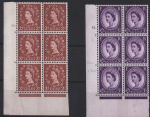 GB 1960 Violet phosphor 2d 8mm bands photo cyl 30 dot unmounted mint, ditto 3d