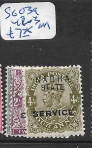 INDIA NABHA (P2602B) KGV SERVICE SG O39, 42-3  MOG