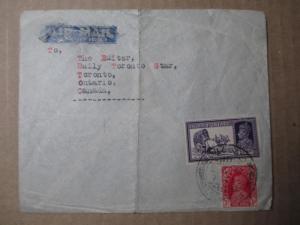 Circa 1940 India To Canada Airmail Cover (ZZ36)