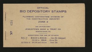 CA1930s Booklet MINT PANE OF NRA Jenkintown Bank Bid Depository Stamps