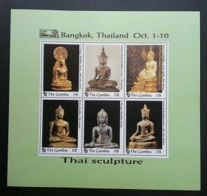 Gambia 1993 - Thai Sculptures - Buddha Stamps - Sheet of 6 Stamps Scott 1426 MNH