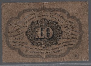 US PC6 CIRCULATED FOLDED IMPERFED 1862