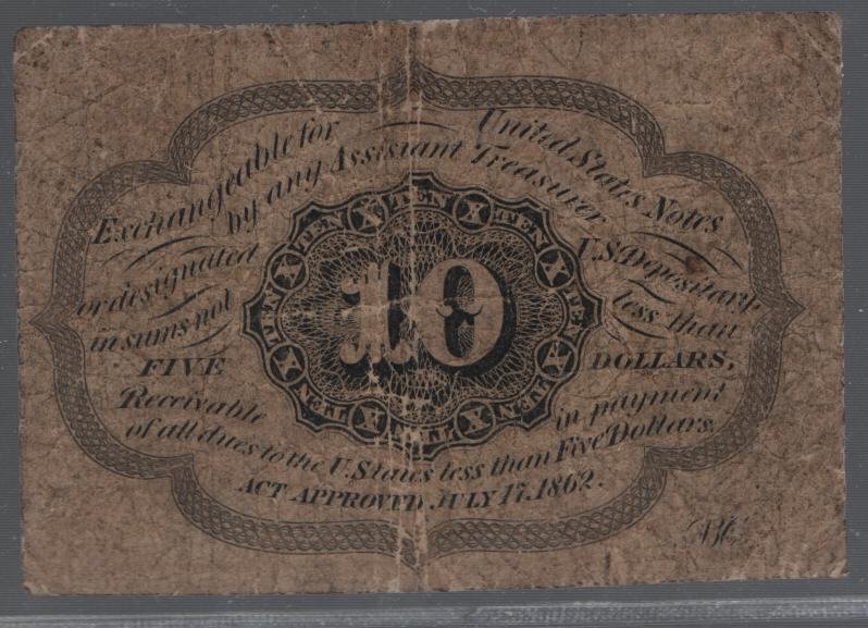 US PC6 CIRCULATED FOLDED IMPERFED 1862