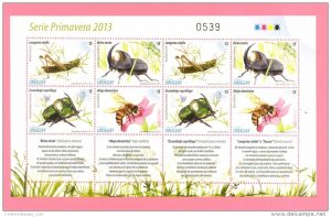 Uruguay just issued 2013 insect stamp set FULL SHEET Bee Honeybees beatle locust