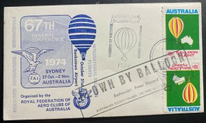 1974 Sydney Australia First Day Cover FDC Balloon Flight Peter Vizzard