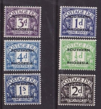 Southern Rhodesia-Sc#J1-6- id9-unused og NH postage due set-KGVI-1951-  