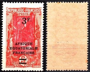 CONGO 1927 Palm Alley Ovp Afrique Equatoriale Francaise; Sch 3F on 5F, MNH