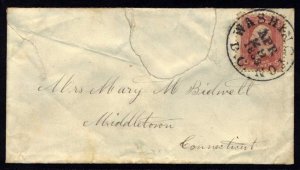 U.S. 1863 CIVIL WAR COVER WASHINGTON D.C. TO MIDDLETOWN REPAIRED AT TOP SEE SCAN