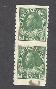 CANADA # 126a VF MINT NH 2c GREEN PART IMPERFORATE ADMIRAL PAIR BS27622