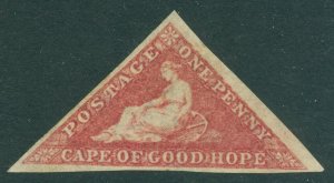 SG 5b Cape of good hope 1855-63. 1d deep rose-red. Lightly mounted mint...