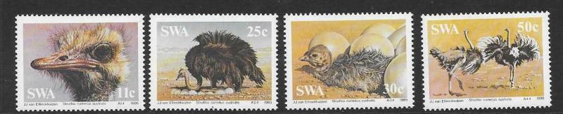 SOUTH WEST AFRICA SG439/42 1985 OSTRICHES MNH