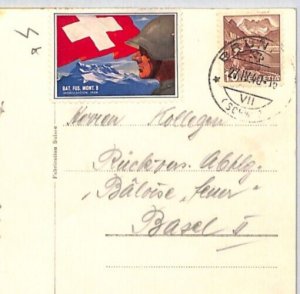 SWITZERLAND SOLDIER STAMP Postcard *BAT. FUS. MONT 8* 1940 Brunnen ZT164